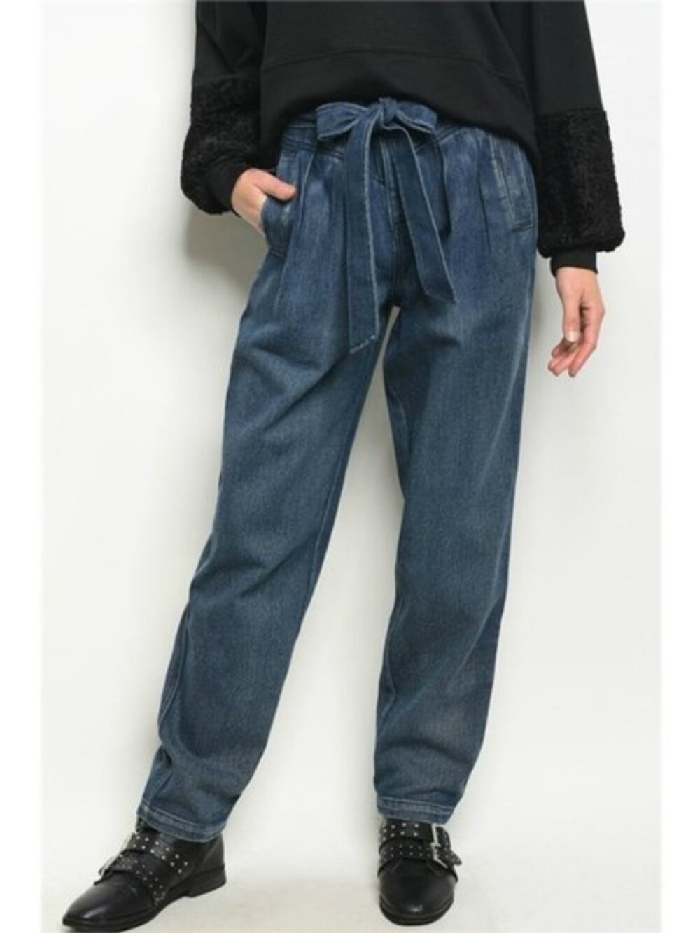 Very J High Waist Paper Bag Jeans Indigo Blue Juniors Size S M or L